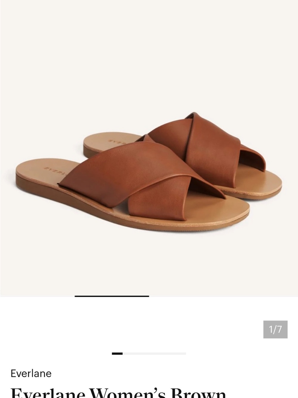 Everlane Tan/Brown Leather Crisscross Slide Sandals